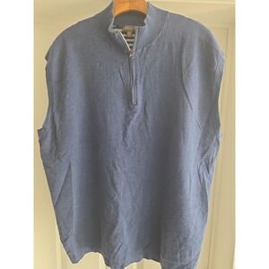 Peter Millar Crown Comfort Men's XL Tall Navy Blue 1/4 Zip Golf Sweater Vest